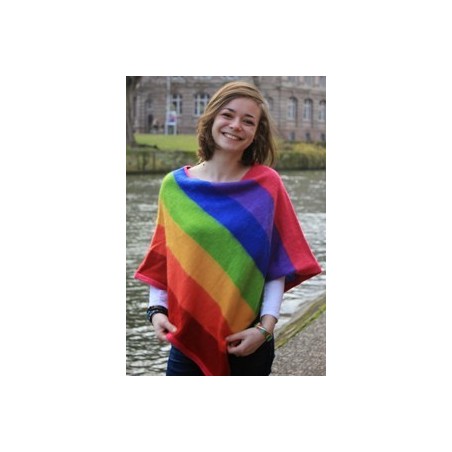 Poncho génial Arc-en-ciel Alpaquita (avec ou sans franges)