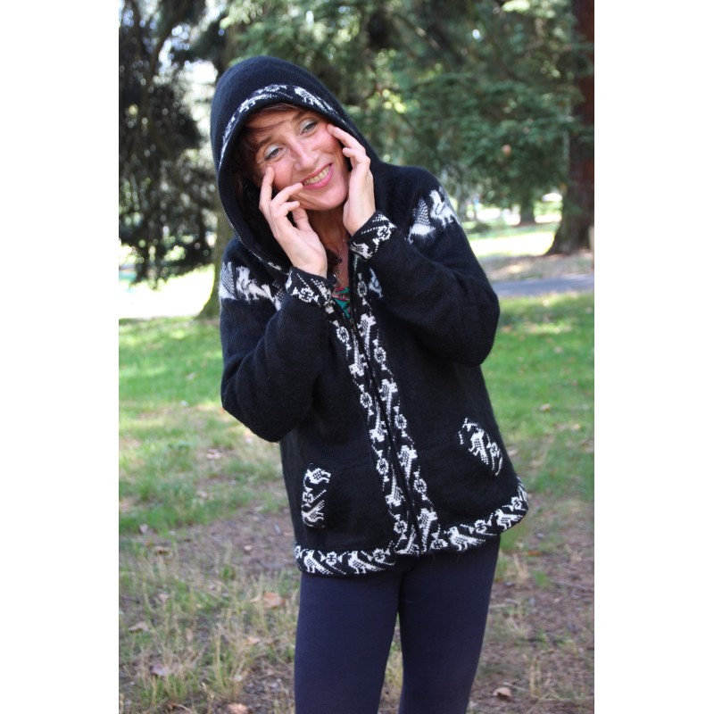 Jaquette femme (Alpaca ) avec poches + capuche