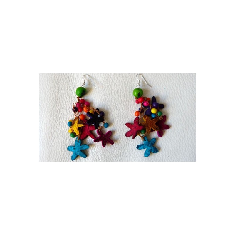 Boucles d'oreilles étoiles en écorce d'orange et ivoire végétal