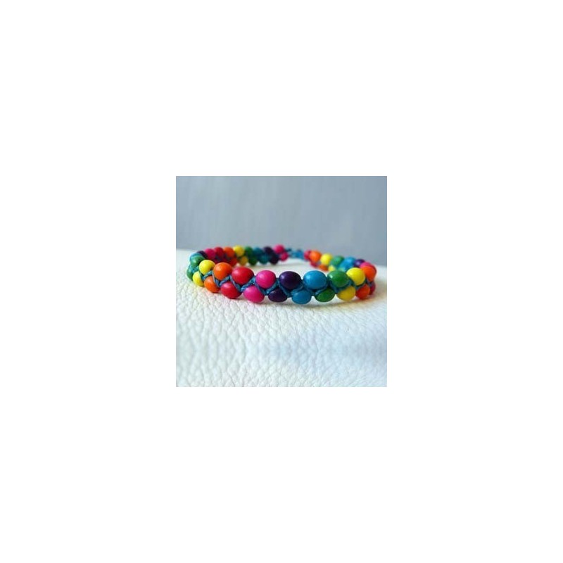 Bracelet ivoire végétal arc-en-ciel