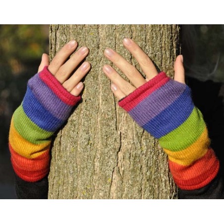 Mitaines Fourrées (arc-en-ciel,noir,bleu ou rose)