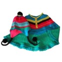 Poncho petit lutin triangle avec bonnet fourré polaire
